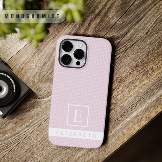 Aangepaste zacht Bord pastel Baby roze witte polka Case-Mate iPhone Case