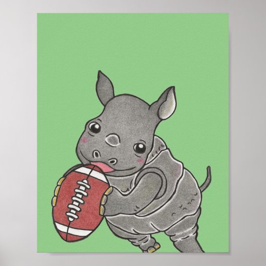 Aangepaste zachte baby neushoorn dier kinderkamer poster (Voorkant)