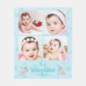 Aangepaste zachte blauwe baby naam foto  fleece deken (Voorkant)
