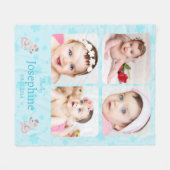 Aangepaste zachte blauwe baby naam foto  fleece deken (Voorkant (Horizontaal))