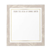 Aangepaste zachte bruine bloemen en goud notitieblok (Voorkant)