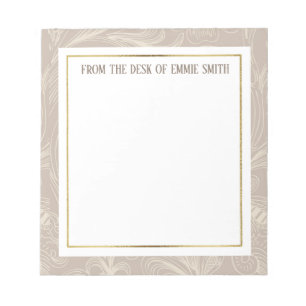 Aangepaste zachte bruine bloemen en goud notitieblok