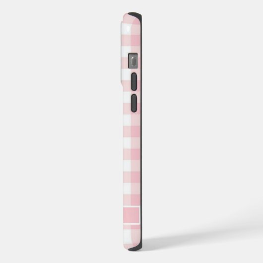 Aangepaste zachte pastel roze wit geruit patroon iPhone hoesje (Linkerkant)