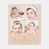 Aangepaste zachte perzik baby naam foto fleece deken (Voorkant)