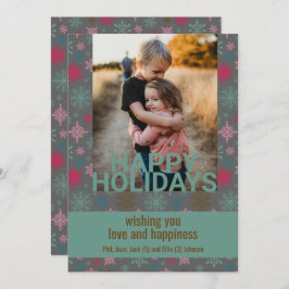 AANGEPASTE zachte sneeuwvlokken familie foto Feestdagenkaart