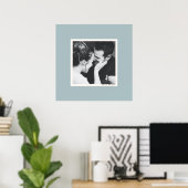 Aangepaste zachte stoffige blauwe rand foto minima poster (Thuiskantoor)