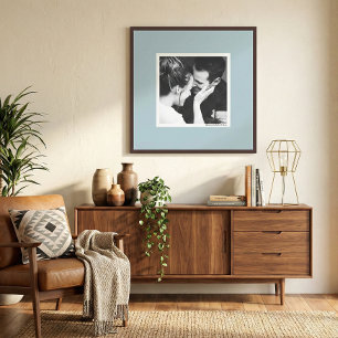 Aangepaste zachte stoffige blauwe rand foto minima poster