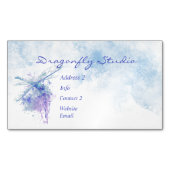 Aangepaste zachte Waterverf blauwe libel Business  Magnetisch Visitekaartje (Voorkant)