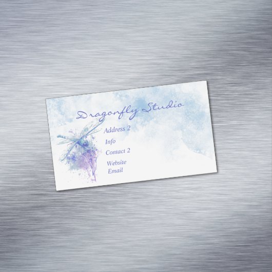 Aangepaste zachte Waterverf blauwe libel Business  Magnetisch Visitekaartje (Voorbeeld)