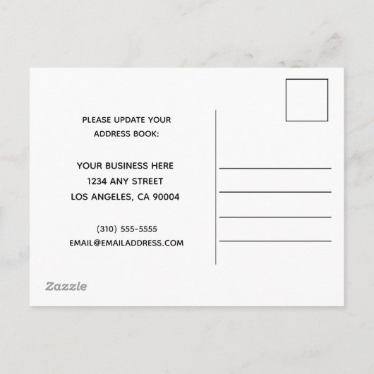 Aangepaste zakelijke adreswijziging Modern BW Movi Aankondigingskaart (Achterkant)