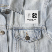 Aangepaste zakelijke bedrijfslogo QR-code minimali Vierkante Button 5,1 Cm (In situ)
