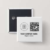 Aangepaste zakelijke bedrijfslogo QR-code minimali Vierkante Button 5,1 Cm (Voorkant /achterkant)