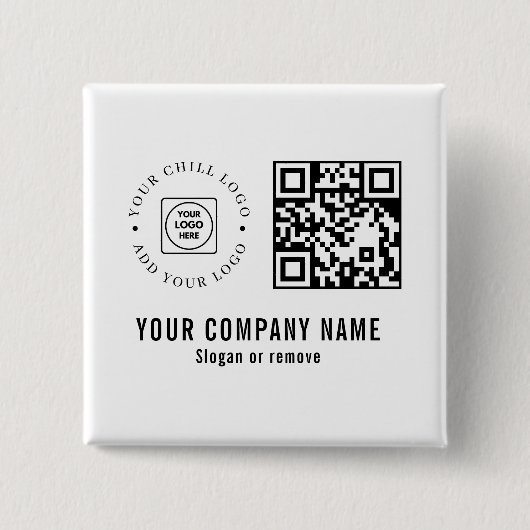 Aangepaste zakelijke bedrijfslogo QR-code minimali Vierkante Button 5,1 Cm (Voorkant)