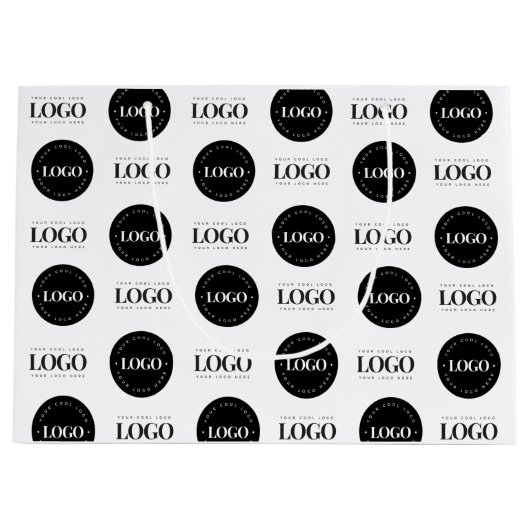 Aangepaste zakelijke bedrijfstap en herhalingslogo groot cadeauzakje (Voorkant)