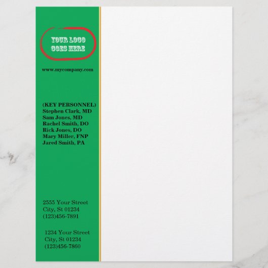 Aangepaste zakelijke briefhoofd - Groene/gouden zi (Voorkant)