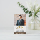 Aangepaste Zakelijke Foto | Gouden Vastgoedlogo Visitekaartje (Staand voorkant)