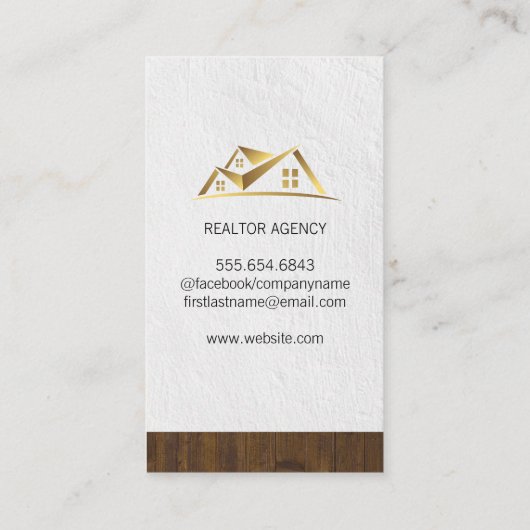 Aangepaste Zakelijke Foto | Gouden Vastgoedlogo Visitekaartje (Achterkant)
