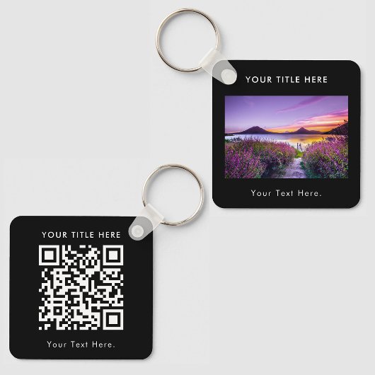 Aangepaste Zakelijke Foto QR Code & Tekst Dubbelzi Sleutelhanger