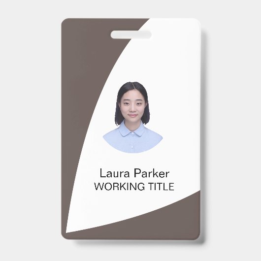 Aangepaste zakelijke foto van werknemer Tex Brown Badge (Voorzijde)