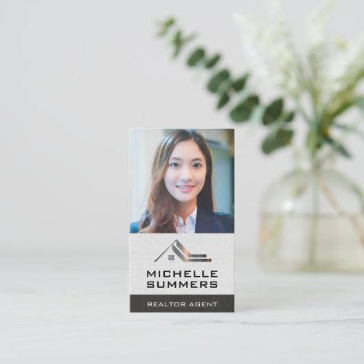 Aangepaste zakelijke foto | Vrouw voor bedrijven Visitekaartje (Staand voorkant)