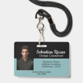 Aangepaste zakelijke gepersonaliseerde Blauwgroen  Badge (Voorkant met koord)