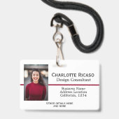 Aangepaste zakelijke gepersonaliseerde rode witte badge (Voorzijde met lanyard)