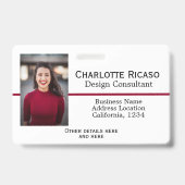 Aangepaste zakelijke gepersonaliseerde rode witte badge (Voorzijde)