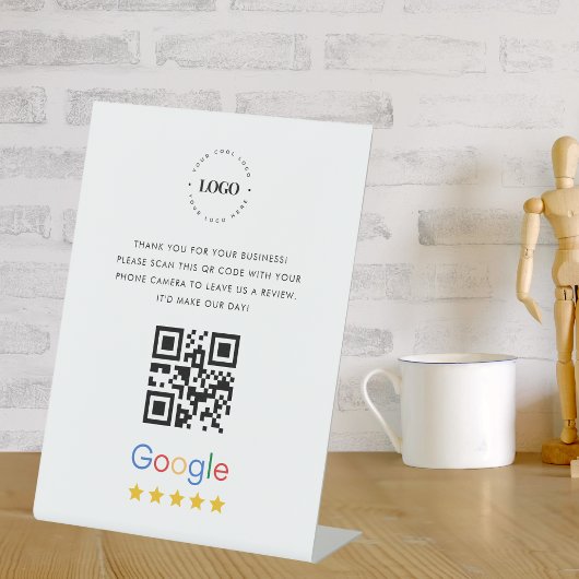 Aangepaste zakelijke Google Reviewen QR Code Eenvo Reclamebord Met Voetstuk