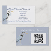 Aangepaste Zakelijke Grote Blauwe Reiger Vogel QR Visitekaartje (Voorkant / Achterkant)
