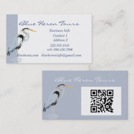Aangepaste Zakelijke Grote Blauwe Reiger Vogel QR Visitekaartje