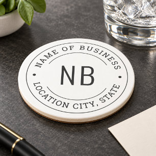 Aangepaste Zakelijke Initiaal Monogram Locatie Zandsteen Onderzetter