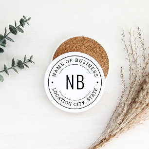 Aangepaste Zakelijke Initiaal Monogram Locatie Zandsteen Onderzetter