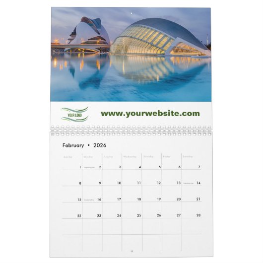 Aangepaste zakelijke kalender 2024 (Feb 2026)