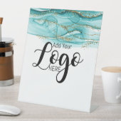 aangepaste zakelijke logo adverteren blauwgroen in reclamebord met voetstuk (Insitu)