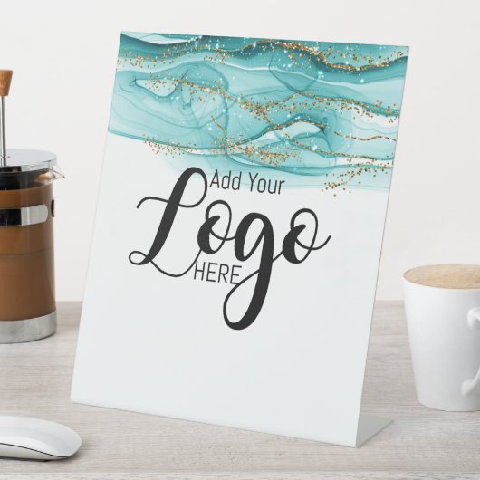 aangepaste zakelijke logo adverteren blauwgroen in reclamebord met voetstuk (Insitu)