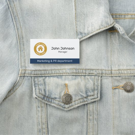 Aangepaste zakelijke Logo-afdelingstitel medewerke Naamplaatje (In situ)