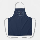 Aangepaste zakelijke Logo Apron Navy Blue Schort (Voorkant)