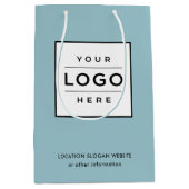 Aangepaste zakelijke Logo Aqua Blue Medium Cadeauzakje (Voorkant)
