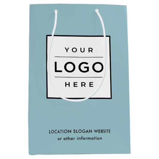 Aangepaste zakelijke Logo Aqua Blue Medium Cadeauzakje (Voorkant)