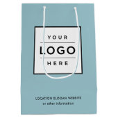 Aangepaste zakelijke Logo Aqua Blue Medium Cadeauzakje (Achterkant)