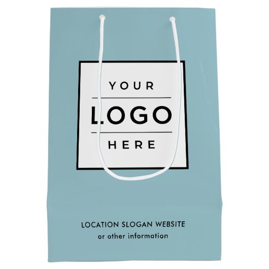 Aangepaste zakelijke Logo Aqua Blue Medium Cadeauzakje (Achterkant)
