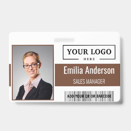 Aangepaste zakelijke Logo Barcode Werknemer Foto Badge (Front)