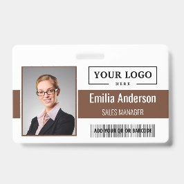 Aangepaste zakelijke Logo Barcode Werknemer Foto Badge