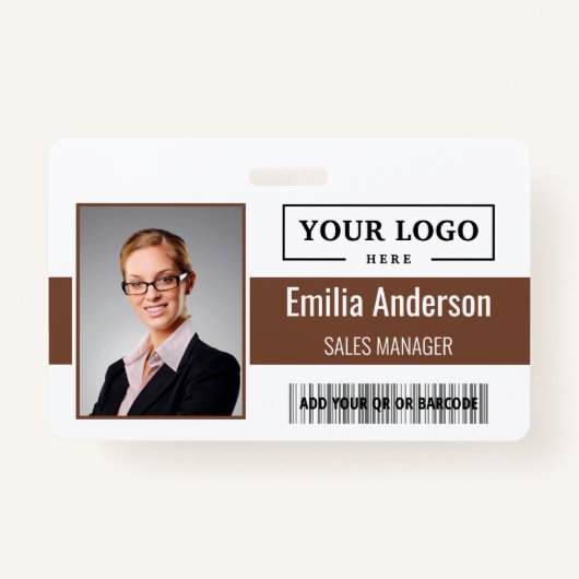 Aangepaste zakelijke Logo Barcode Werknemer Foto Badge (Voorkant)