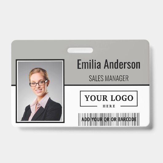 Aangepaste zakelijke Logo Barcode Werknemer Foto Badge (Front)