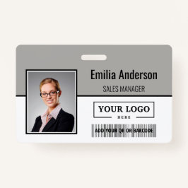 Aangepaste zakelijke Logo Barcode Werknemer Foto Badge