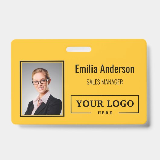 Aangepaste zakelijke Logo Barcode Werknemer Foto Badge (Voorzijde)