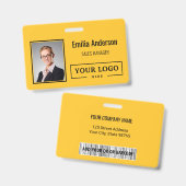 Aangepaste zakelijke Logo Barcode Werknemer Foto Badge (Voor- en achterkant)