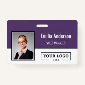 Aangepaste zakelijke Logo Barcode Werknemer Foto Badge (Voorkant)