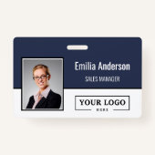Aangepaste zakelijke Logo Barcode Werknemer Foto Badge (Voorkant)